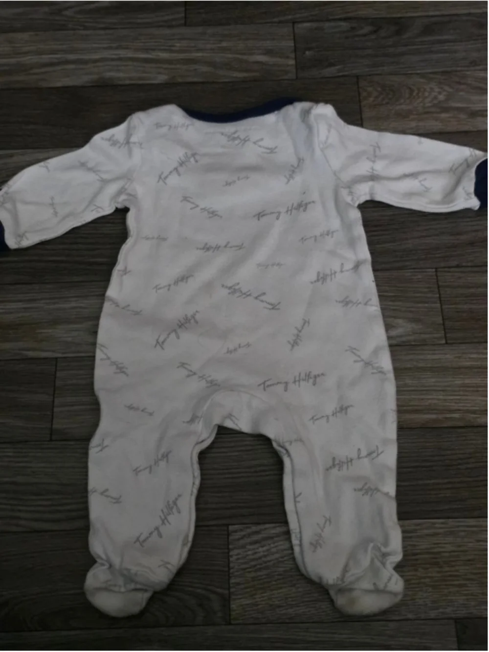 Baby Tommy Hilfiger‎ White Navy Blue Footie 0-3 Months